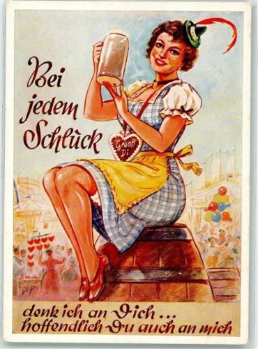sign. Jux Bier Lebkuchen Verlag Huckauf AK