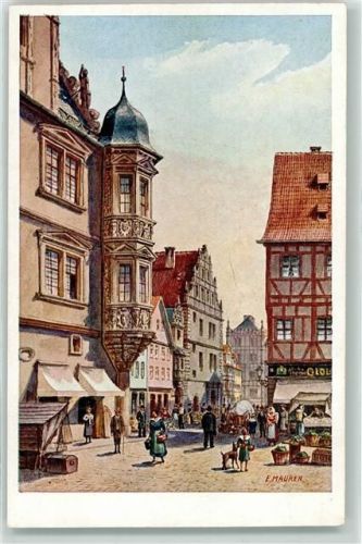 Coburg Blick vom Markt in die Herrengasse Hund sign E. Maurer