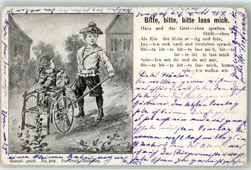 1903 Karren zum Sitzen Kindervers: Bitte, bitte las mich