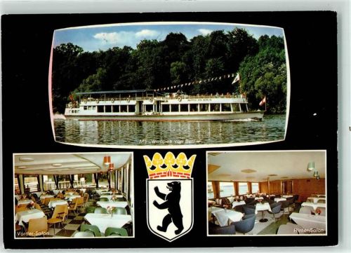 Zehlendorf MS Wappen von Berlin vor der Pfaueninsel Stern u. Kreisschiffahrt Vorderer Salon Hinterer Salon Wappen