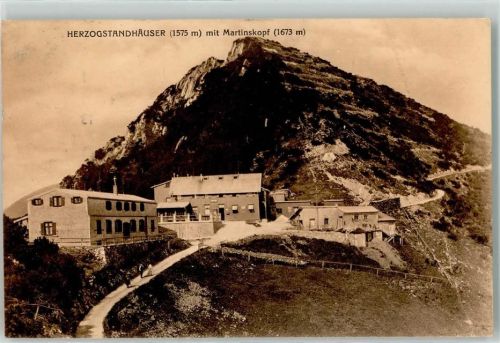 Herzogstand 1913 Herzogstandhäuser 1575 m mit Martinskopf 1673 m Hüttenstempel