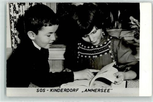 Dießen SOS Kinderdorf Ammersee Foto Junge und Mädchen 1956 Eröffnung Ort handschriftlich