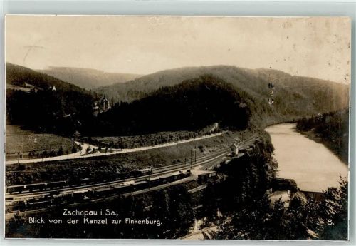 Zschopau Blick von der Kanzel zur Finkenburg Eisenbahn
