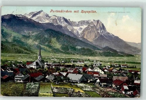 Partenkirchen 1908 mit Zugspitze