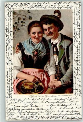 1900 Glückliche Stunden sign. Jul. Kleinschmidt - Liebespaar