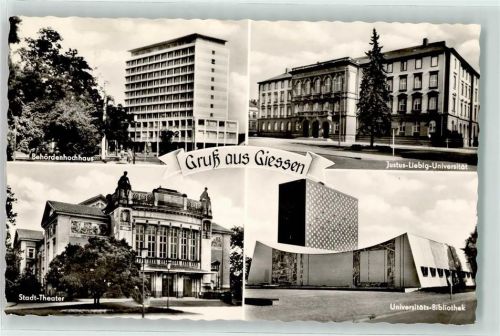 Gießen Behördenhochhaus Justus Liebig Universität Stadt Theater Universitäts Bibliothek