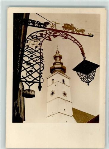 Waging Gasthausschild Bierwagen Postkutsche Pfarrkirchturm von St. Martin