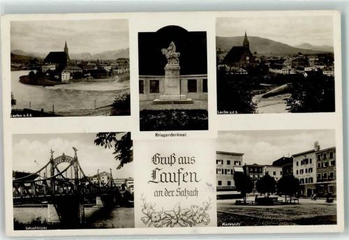 Laufen Marktplatz Salzachbrücke Kriegerdenkmal