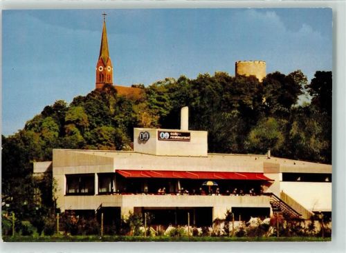 Bad Abbach Kirche Burg Turm Gasthaus Cafe Terrasse Treppe Sonnenschirm