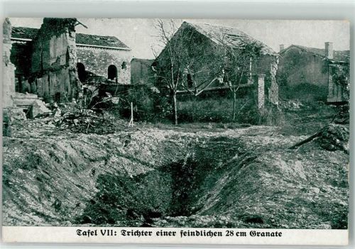 Trichter einer feindlichen 28 cm Granate Kriegsschauplatz 1917