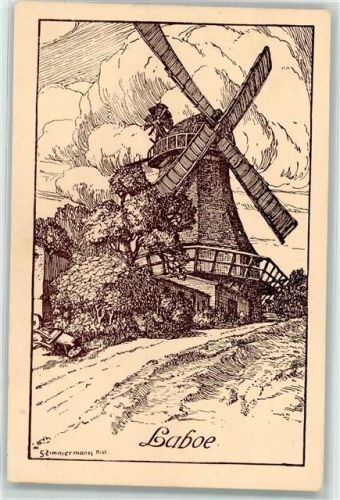 24235 W2304 Laboe Künstlerkarte Windmühle sign. S. Zimmermann