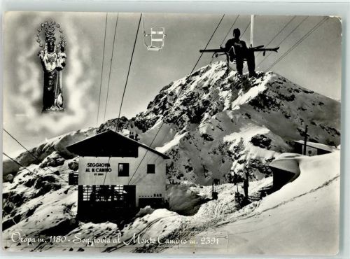 Oropa Seggiovia al Monte Camino Sessellift Skifahrer Winter
