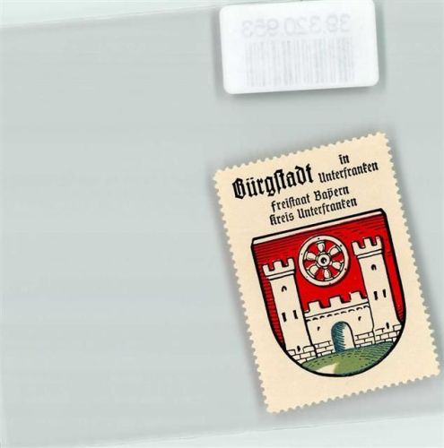 Bürgstadt Wappen Kaffee Hag ca. 1920-1940 Burg Zinnenmauer Rad