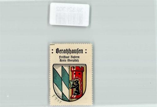 Beratzhausen Vignette Wappen Freistaat Bayern Kreis Oberpfalz