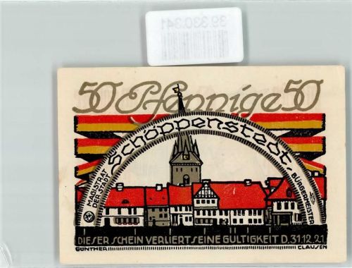 Schöppenstedt Notgeld 50 Pfennig Magistrat der Stadt Schöppenstedt Bürgermeister