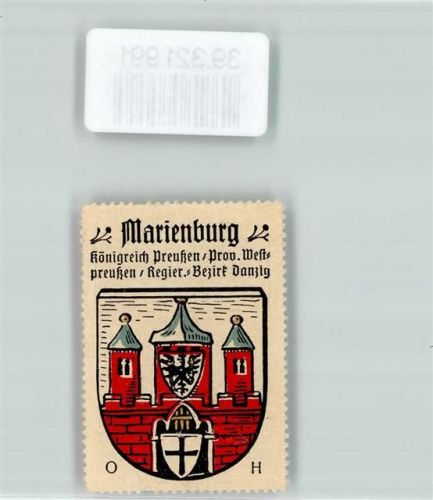 Marienburg Vignette Wappen Königreich Preußen Provinz Westpreußen Reg. Bezirk Danzig