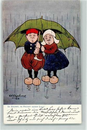 1904 Nr. 185 sign. Shepheard Georg Hollandkinder Regenschirm AK