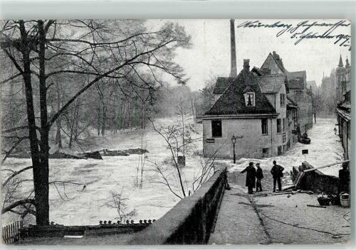 Nürnberg 1909 Hochwasser 5. Feb. 1909 Überflutete Agnesbrücke