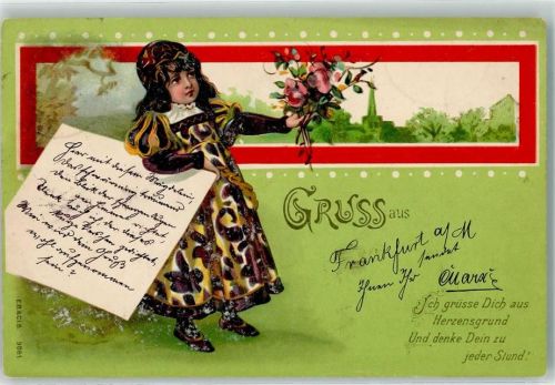 1899 Gruss aus - Poesie Liebe Vers: Ich grüsse Dich aus Herzensgrund und denk Dein zu jeder Stund
