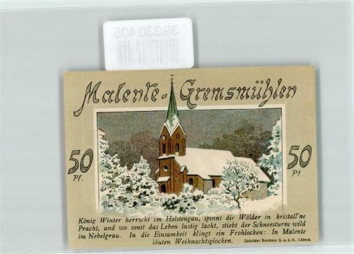 Malente 1921 Notgeld 50 Pfennig Gremsmühlen