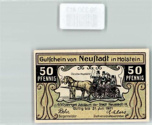 Neustadt Notgeld Gutschein v Neustadt in Holstein am Hafen 50 Pfennig Nr. 05223