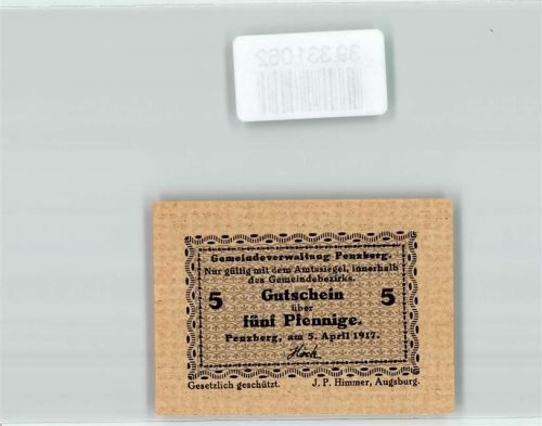 Penzberg Notgeld 5 Pfennige