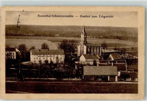 01824 O8325 Rosenthal , Sächs Schweiz Gebrauchsspuren Gasthaus zum Erbgericht Kirche