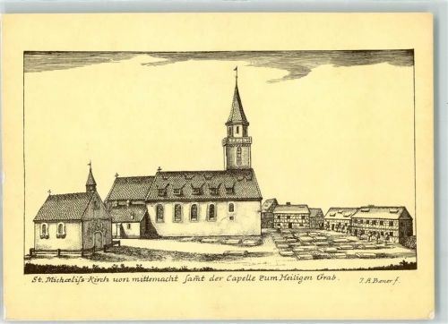 Fürth St. Michaelskirche Grabkapelle Friedhof Kupferstich Joh. A. Boerner