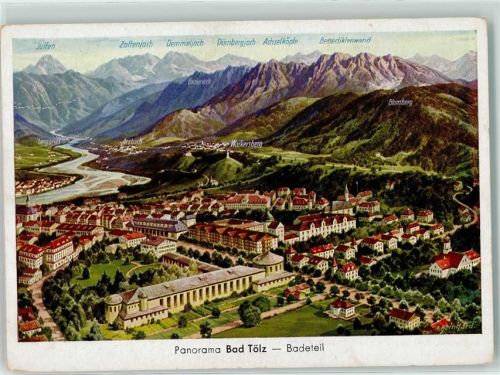 Bad Tölz Panorama Badeteil sign. Reinhardt Nr.339