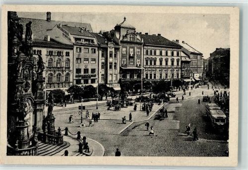 Olomouc WK II Adolf Hitler Ring Geschäfte Brunnen Auto Omnibus