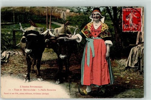Ax-les-Thermes 1909 - arie L Ariege Pittoresque Type de Bethmalaise Vieh Frau Tracht Ort lt. Stempel