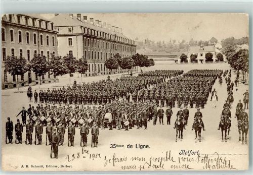 90000 Belfort 1902 - 35 eme de Ligne Parade Militär Soldaten Gewehr Trommel Pferde Uniform