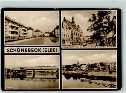 Schönebeck Krausestraße Elbbrücke Rathaus Platz der Deutsch-Sowjetischen Freundschaft