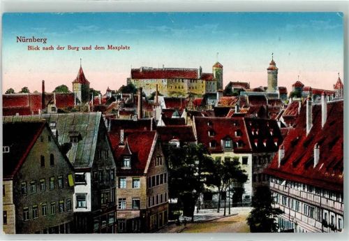 Nürnberg Blick zur Burg und dem Maxplatz