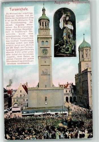 Augsburg 1908 Turamichele St. Michael Brunnen Fabrik