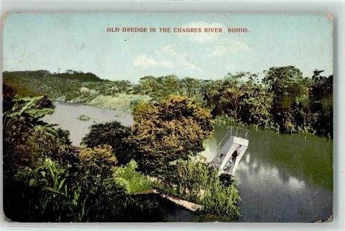 Colón 1912 alter Bagger von den Franzosen an Chagres River Bohio Ort lt. Stempel