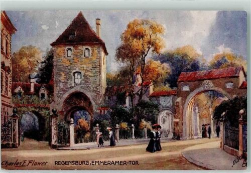 Regensburg Tuck`s Oilette Serie Regensburg No. 711 Emmeramertor sign. Charles F. Flower