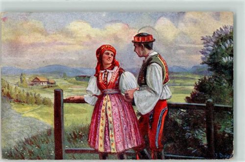 sign. Vlach - Rano na Slovac AK Trachten Tschechien 1922 Künstlerkarte