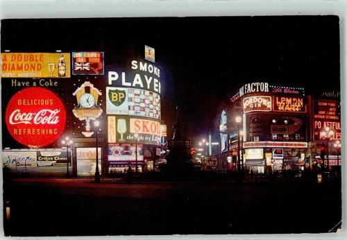 London 1964 Leuchtreklame Coca Cola u.a. - Picadilly Circus AK