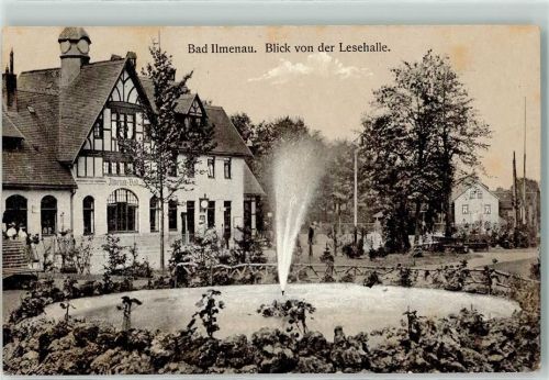 Ilmenau 1915 Blick von der Lesehalle Springbrunnen
