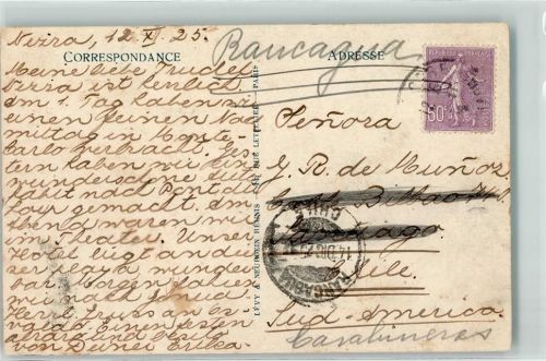 Einzelfrankatur Destination Frankreich Chile Rancagua