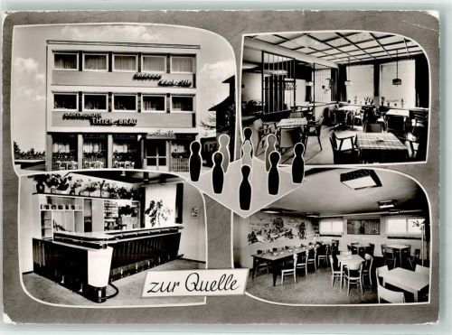 Bad Lippspringe Gasthaus zur Quelle Gastraum Bar Kegel Dortmunder Thier Bräu Pflanzen Kegelbahn