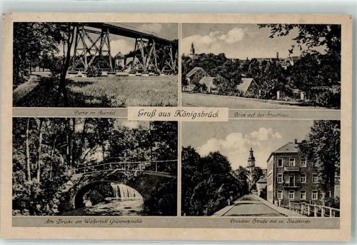 Königsbrück Wasserfall Grünmetzmühle Alte Brücke Dresdner Straße Ev. Stadtkirche