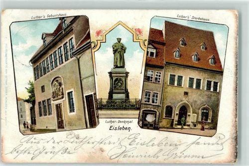 Lutherstadt Eisleben 1903 Luther Denkmal Luthers Geburtshaus Luthers Sterbehaus Ottmar Zieher Lithographie