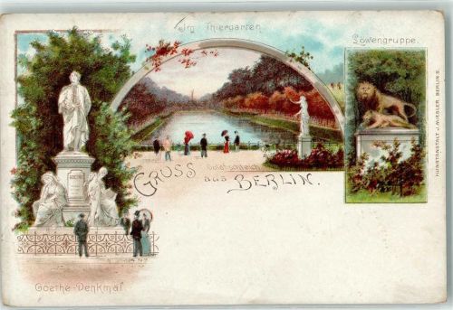 Tiergarten Goethe-Denkmal Löwengruppe Goldfischteich