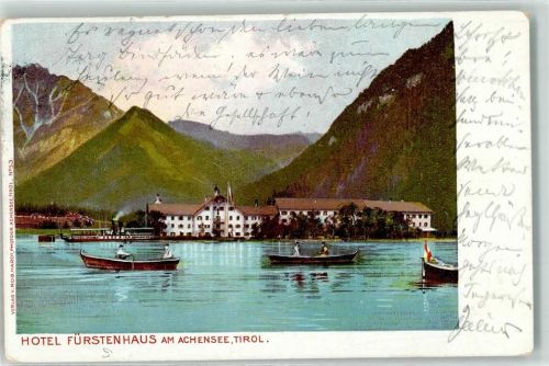 Pertisau 1904 Hotel Fürstenhaus am Achensee Ruderboot Dampfer