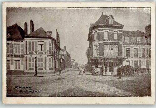 Peronne 1915 Cafe Moderne Kutsche Feldpost K. B. 1. Armeekorps