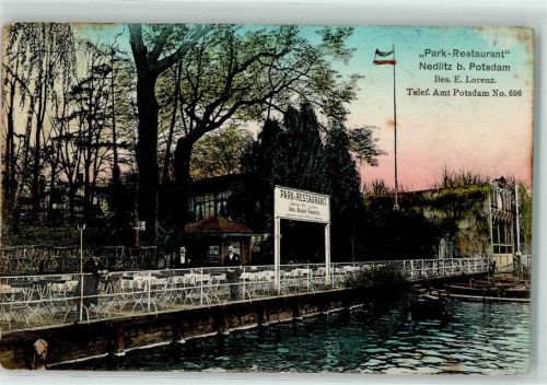 Nedlitz 1909 Park-Gasthaus Uferterrasse Kellner