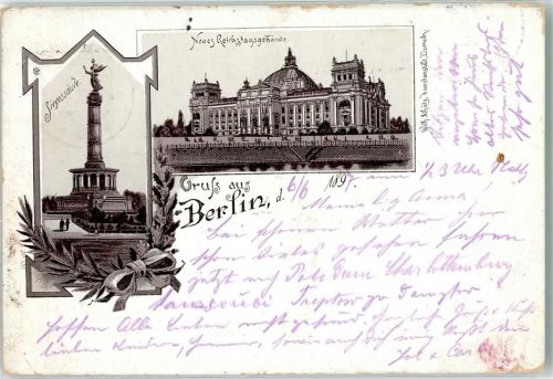 Tiergarten 1897 Siegessäule Reichstag