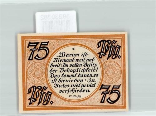 Stolzenau 1921 Notgeld Kreis Stolzenau Weser 75 Pfennig Kloster Loccum